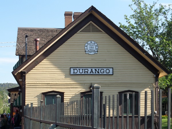 Durango station with D&RGW logo