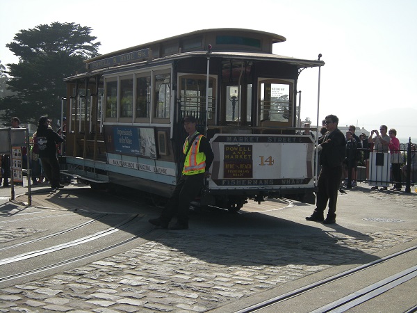 turning a cable car by hand