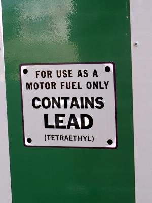 Gasoline lead warning sign